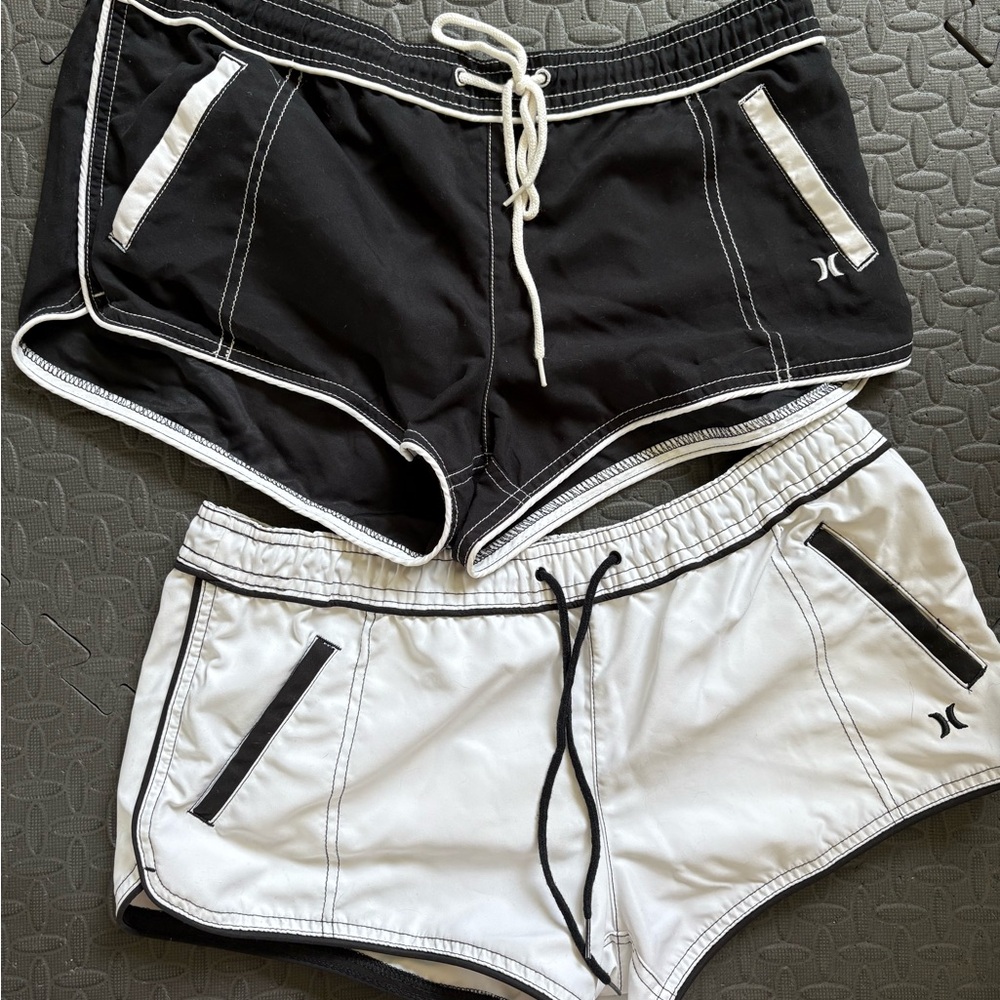 Hurley Women's Black and White Swim Shorts